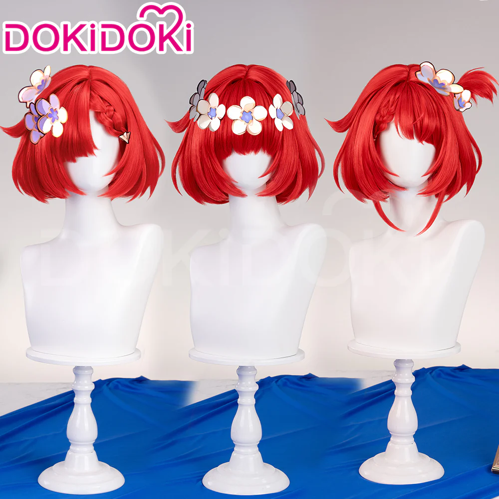 DokiDoki Game Honkai: Star Rail Cosplay Tribios Cosplay Wig Short Red Straight Wig - Image 2