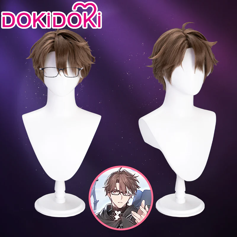 DokiDoki Game Honkai: Star Rail Cosplay Welt Yang Wig / Glasses Brown Short - Image 7