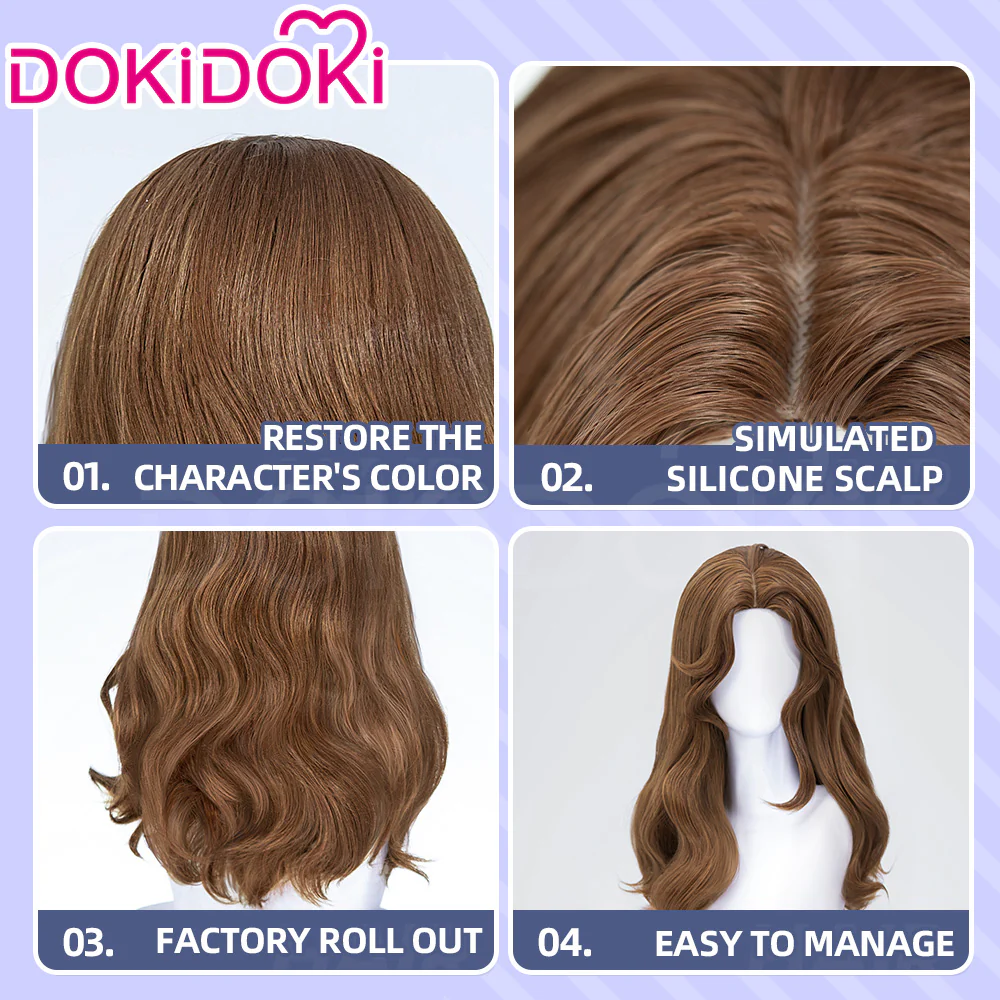 【Ready For Ship】DokiDoki Game Identity Ⅴ Cosplay Ada Mesmer Wig Long Curly Brown Hair Psychologist idv - Image 4