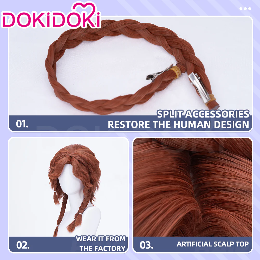 【Original Ver Ready For Ship】DokiDoki Game Identity V Cosplay Archer Wig Long Curly Brown Hair Brynhildr Vilulf idv The Anachronic Vilulf - Image 5
