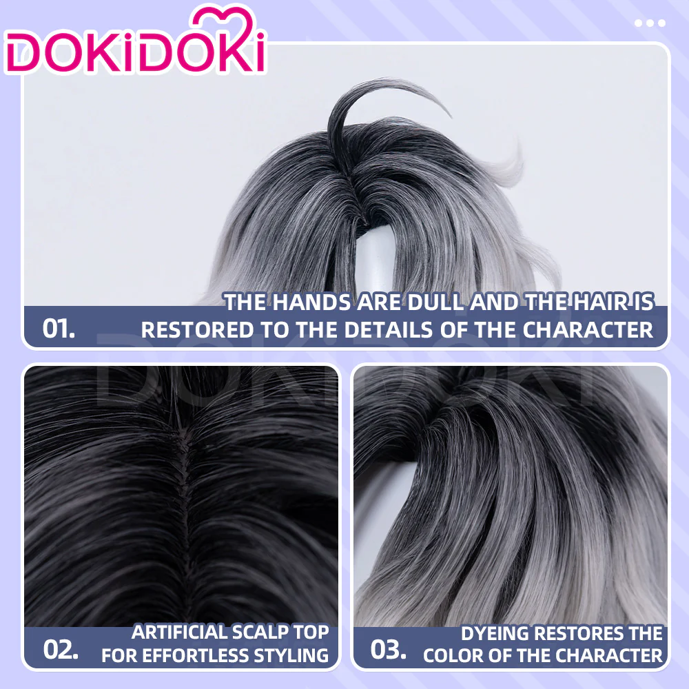 【Ready For Ship】DokiDoki Game Identity V Copslay Patient Doctor Wig Short Curly Black / White - Image 4