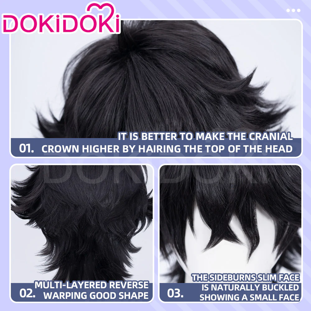 【Ready For Ship】DokiDoki Game Identity V Copslay Patient Emil Wig Short Curly Black - Image 4
