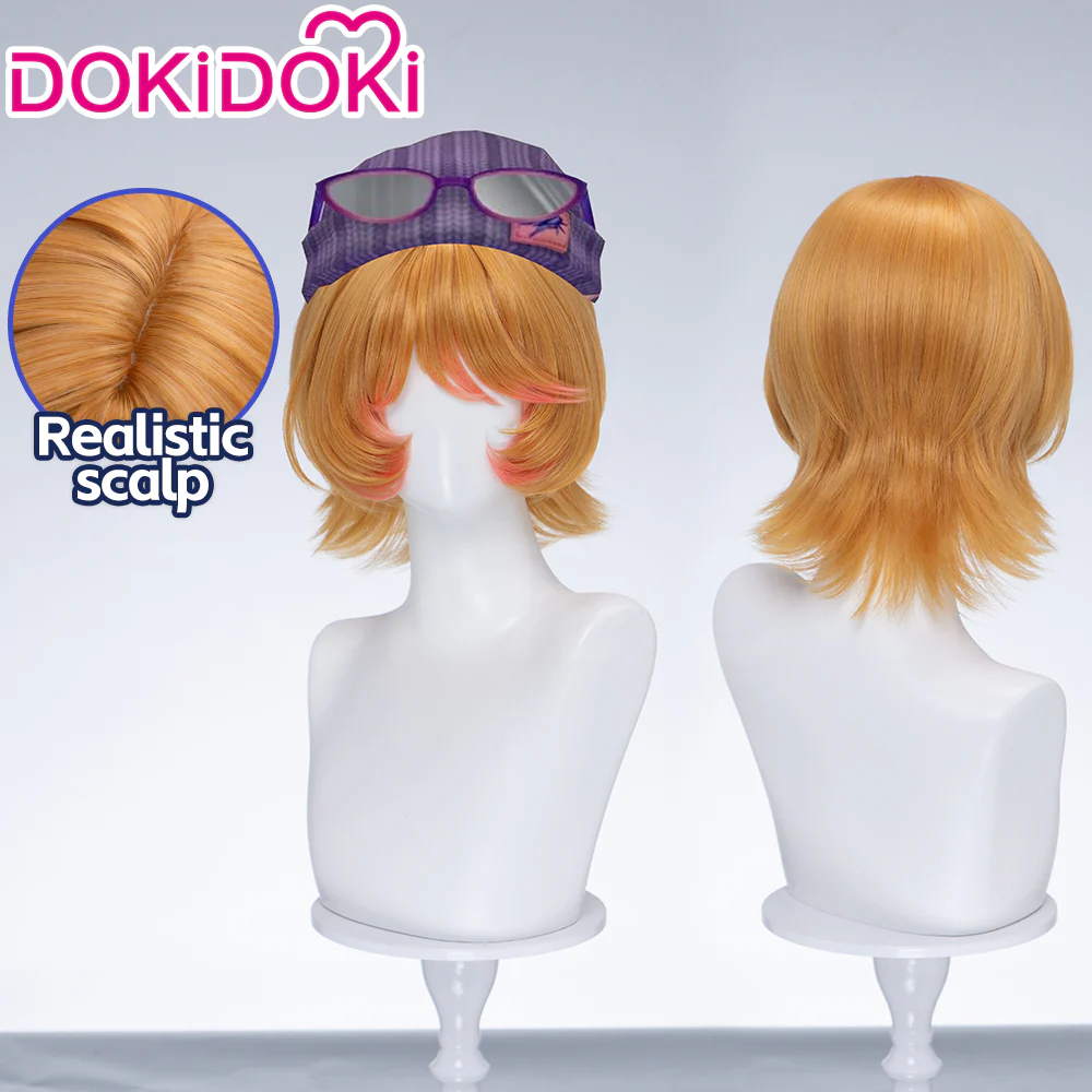 DokiDoki Game Identity V Cosplay Mechanic Wig Short Curly Orange Hair Tracy Reznik BLK.TRACY idv
