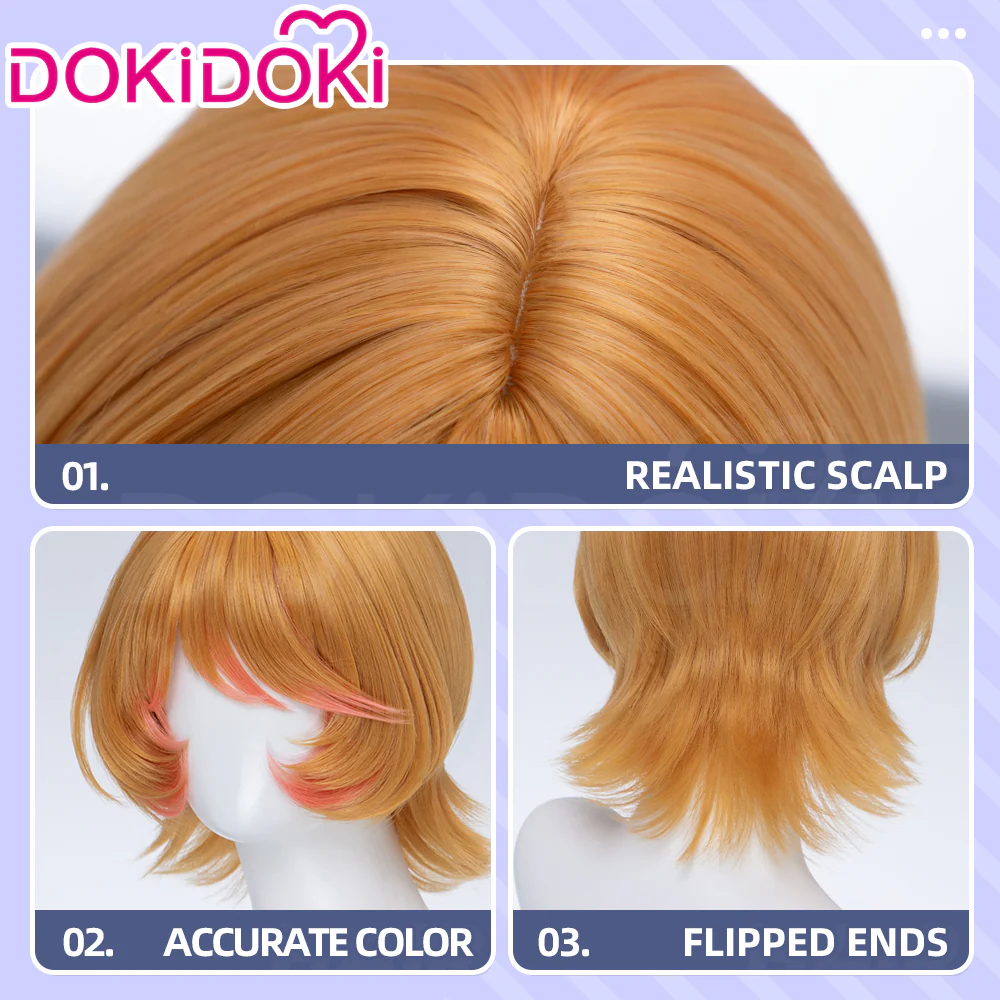 DokiDoki Game Identity V Cosplay Mechanic Wig Short Curly Orange Hair Tracy Reznik BLK.TRACY idv - Image 4