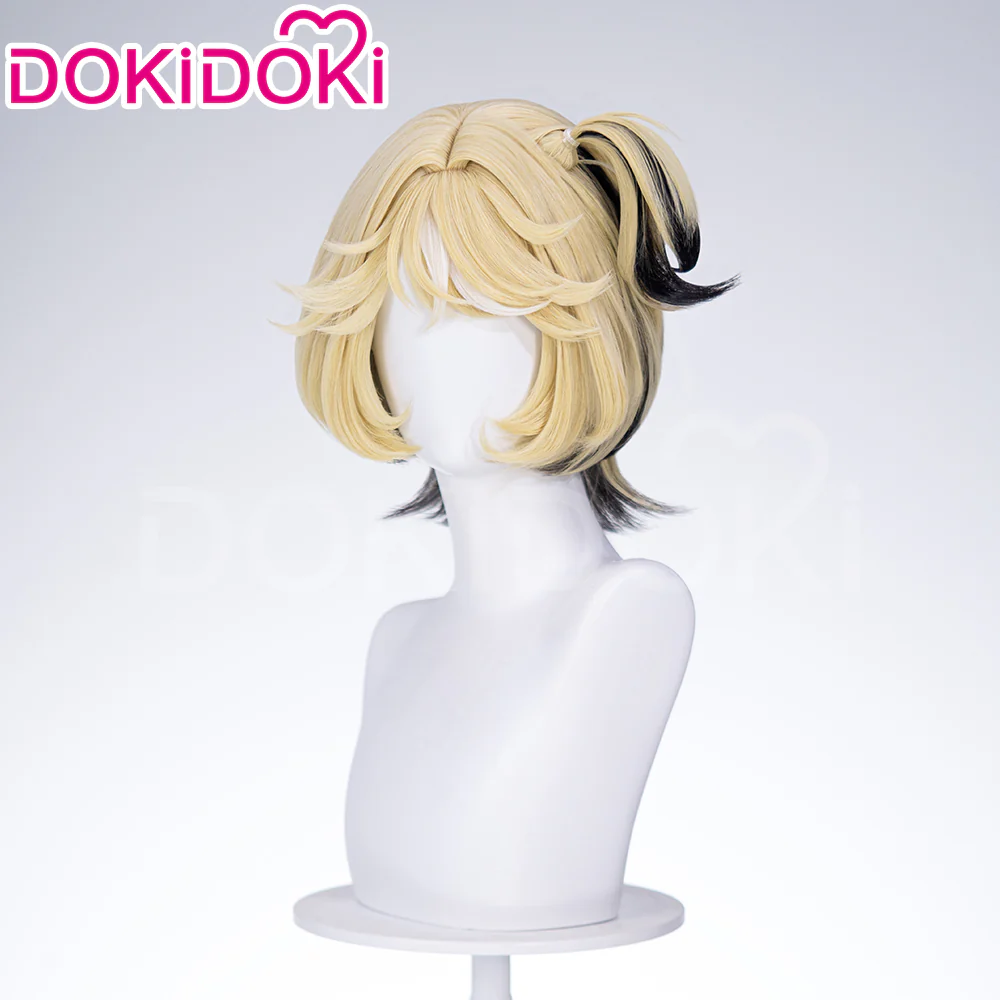 【Ready For Ship】DokiDoki Game Identity V Cosplay Mechanic Wig Short Reverse Warping Yellow Black Highlight Hair Tracy Resnick idv - Image 2
