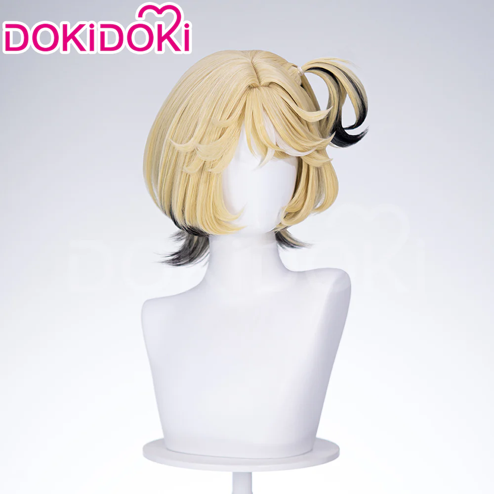 【Ready For Ship】DokiDoki Game Identity V Cosplay Mechanic Wig Short Reverse Warping Yellow Black Highlight Hair Tracy Resnick idv - Image 3