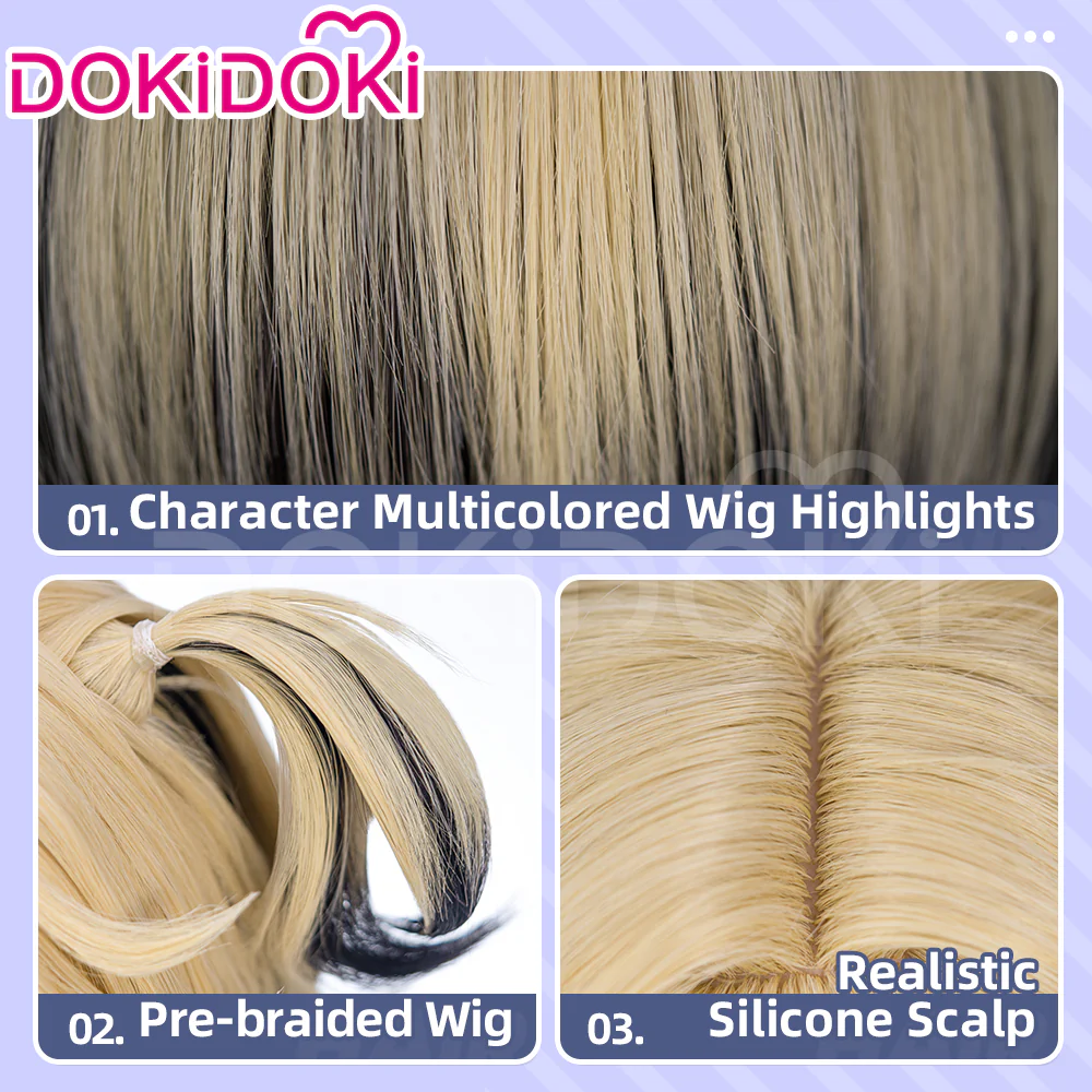【Ready For Ship】DokiDoki Game Identity V Cosplay Mechanic Wig Short Reverse Warping Yellow Black Highlight Hair Tracy Resnick idv - Image 4
