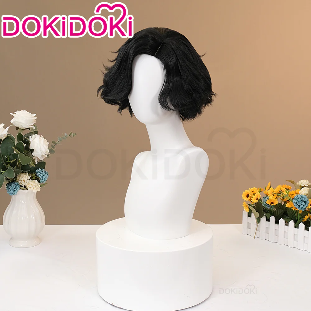 【Ready For Ship】DokiDoki Game Cosplay Pinocchioo Wig Short Curly Black Hair - Image 2