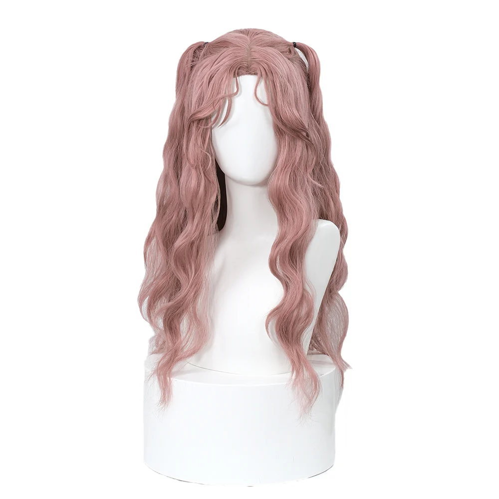 DokiDoki Game Light and Night Cosplay Main Character Wig Long Currly Pink Hair Women - Image 2