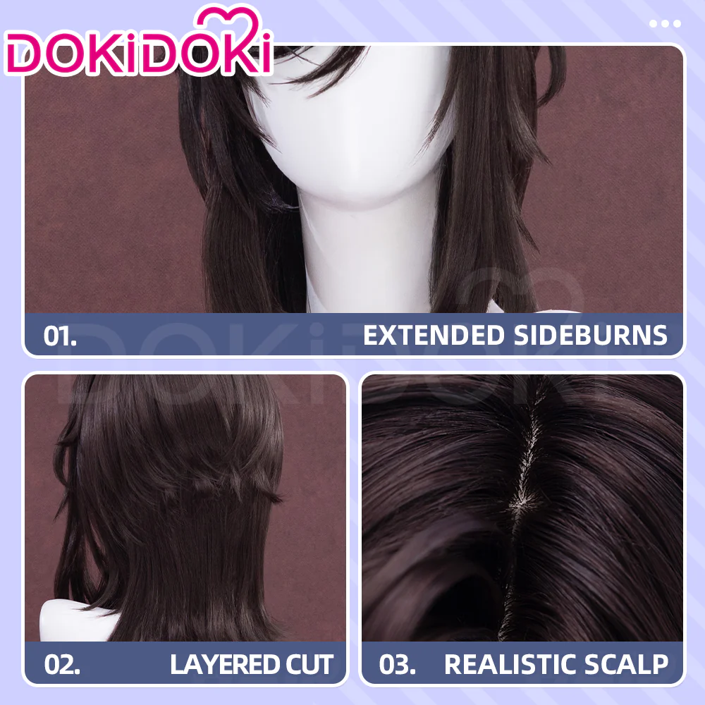 【Ready For Ship】DokiDoki Game Lord of the Mysteries Cosplay Leonard Mitchell Black Long Curly Wig - Image 4