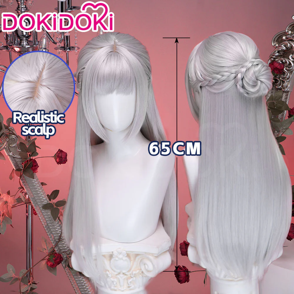 DokiDoki Game Love And Deepspace Cosplay Main Character Wig Long Straight Silver Milk Tea Brown Hair MC Scarlet Passion / Silverwing Fiend Sylus - Image 7