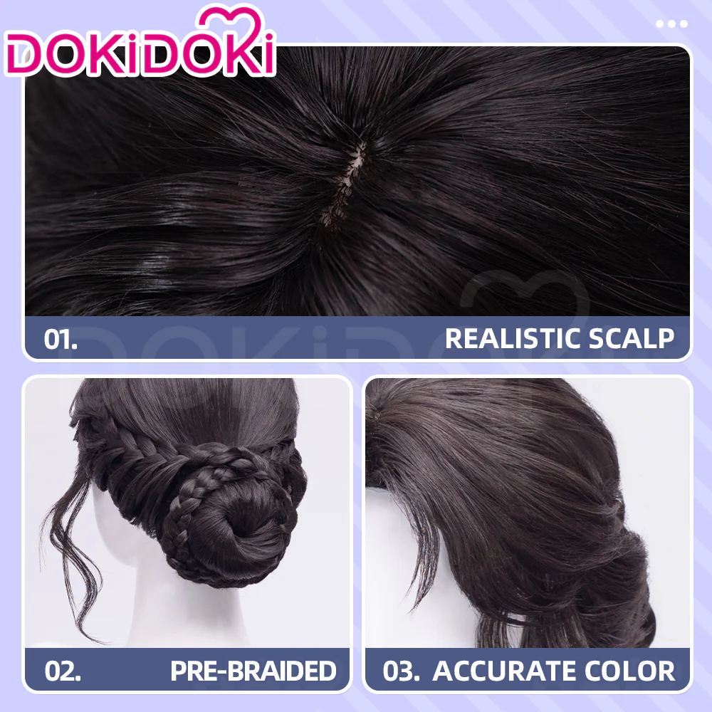 【Partially Ready For Ship】DokiDoki Game Love And Deepspace Cosplay Protagonist MC Wedding Wig / Veil / Headwear Xavier / Sylus / Zayne / Rafayel / Caleb  Black Hair Buns - Image 13