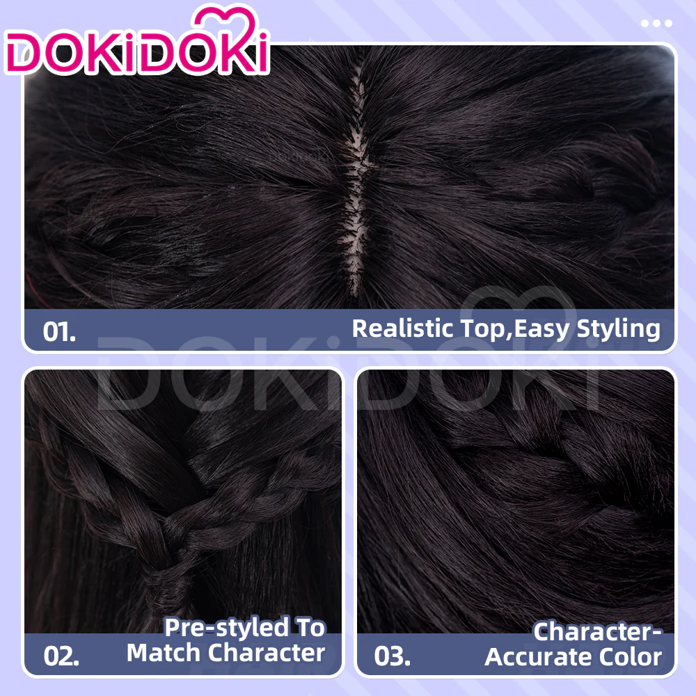 【Partially Ready For Ship】DokiDoki Game Love And Deepspace Cosplay Protagonist MC Wedding Wig / Veil / Headwear Xavier / Sylus / Zayne / Rafayel / Caleb  Black Hair Buns - Image 17