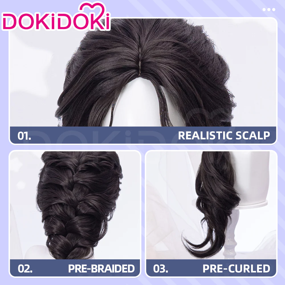 【Partially Ready For Ship】DokiDoki Game Love And Deepspace Cosplay Protagonist MC Wedding Wig / Veil / Headwear Xavier / Sylus / Zayne / Rafayel / Caleb  Black Hair Buns - Image 23