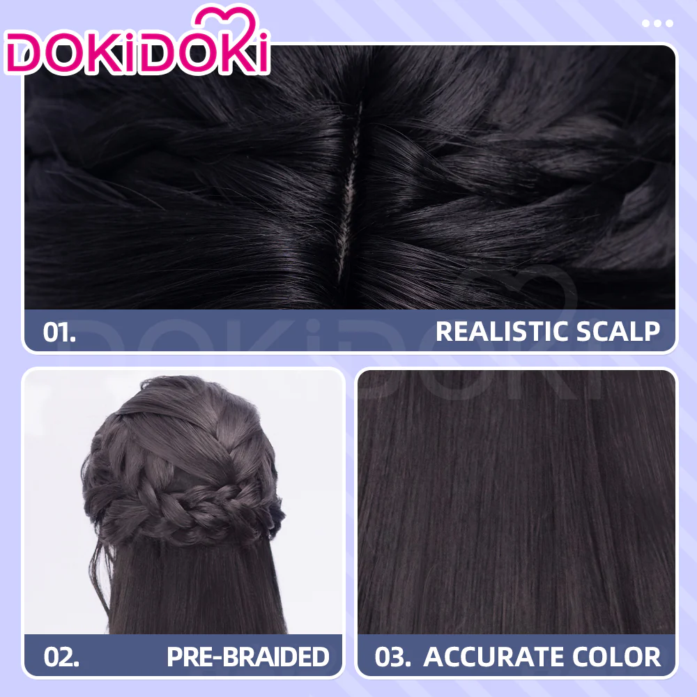 【Partially Ready For Ship】DokiDoki Game Love And Deepspace Cosplay Protagonist MC Wedding Wig / Veil / Headwear Xavier / Sylus / Zayne / Rafayel / Caleb  Black Hair Buns - Image 29