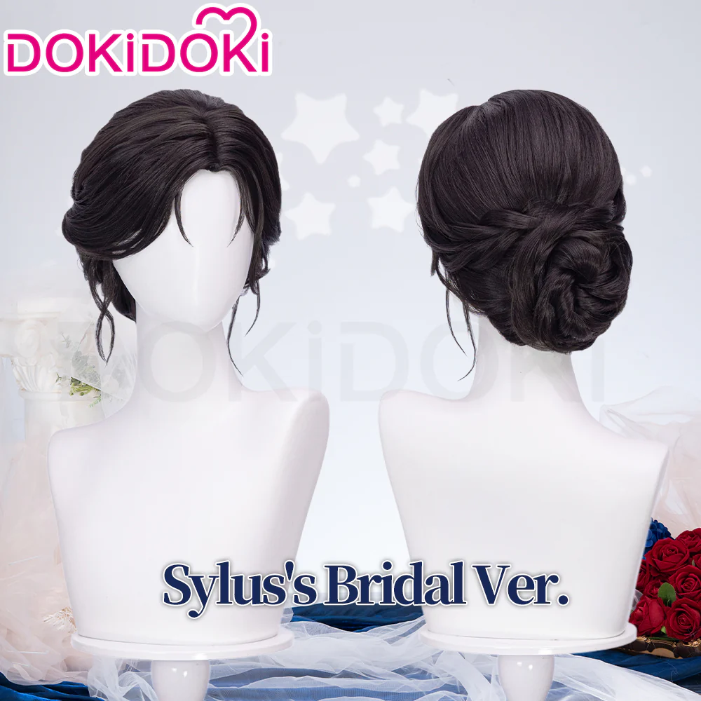 【Partially Ready For Ship】DokiDoki Game Love And Deepspace Cosplay Protagonist MC Wedding Wig / Veil / Headwear Xavier / Sylus / Zayne / Rafayel / Caleb  Black Hair Buns - Image 3