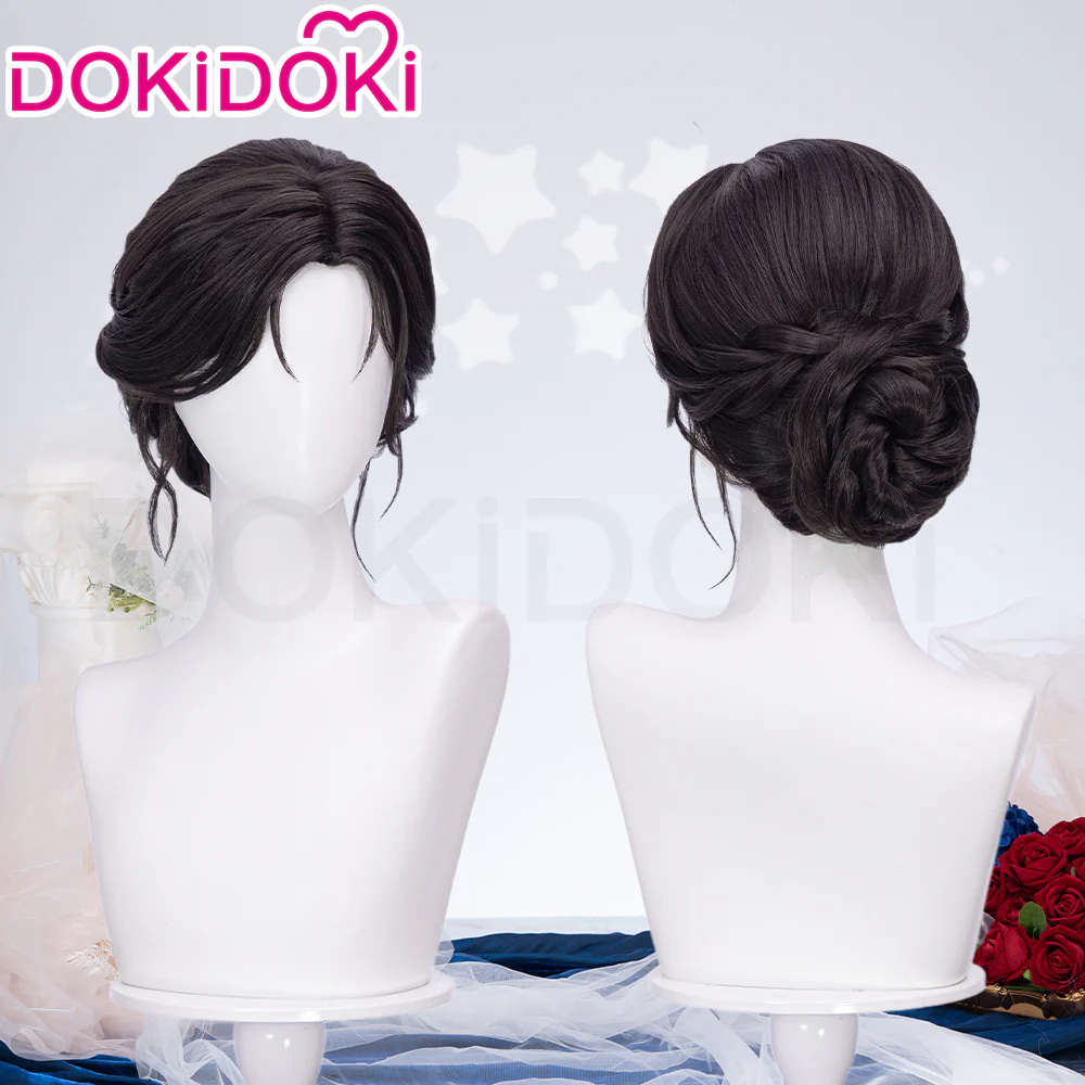 【Partially Ready For Ship】DokiDoki Game Love And Deepspace Cosplay Protagonist MC Wedding Wig / Veil / Headwear Xavier / Sylus / Zayne / Rafayel / Caleb  Black Hair Buns - Image 4