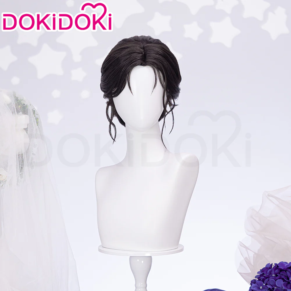 【Partially Ready For Ship】DokiDoki Game Love And Deepspace Cosplay Protagonist MC Wedding Wig / Veil / Headwear Xavier / Sylus / Zayne / Rafayel / Caleb  Black Hair Buns - Image 5
