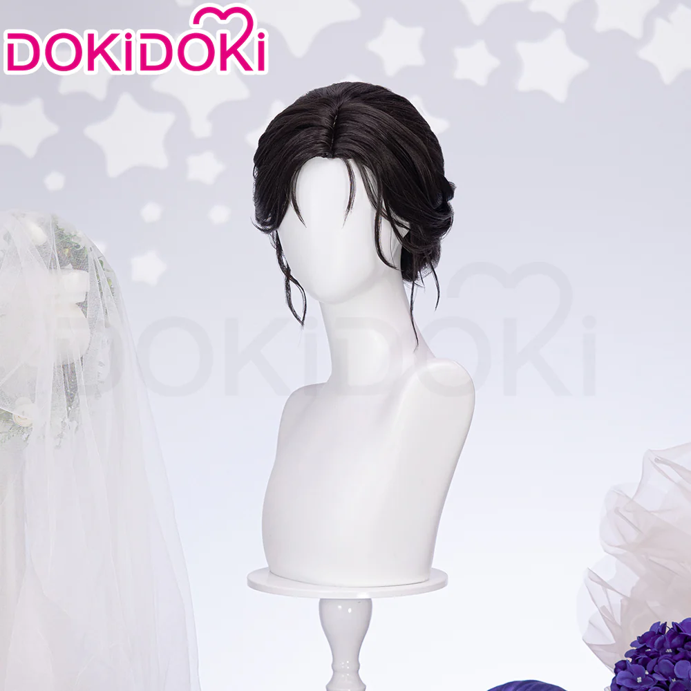 【Partially Ready For Ship】DokiDoki Game Love And Deepspace Cosplay Protagonist MC Wedding Wig / Veil / Headwear Xavier / Sylus / Zayne / Rafayel / Caleb  Black Hair Buns - Image 6