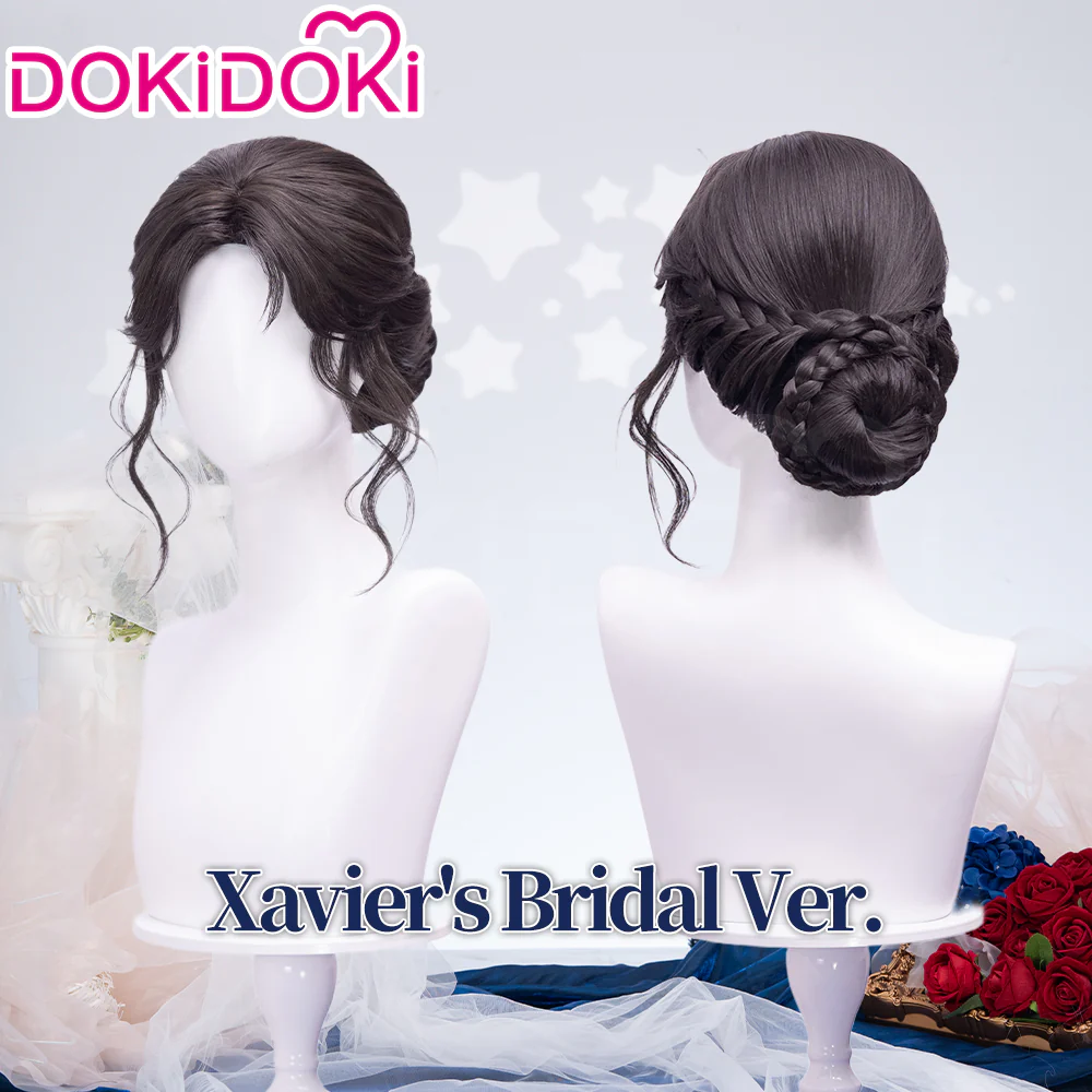 【Partially Ready For Ship】DokiDoki Game Love And Deepspace Cosplay Protagonist MC Wedding Wig / Veil / Headwear Xavier / Sylus / Zayne / Rafayel / Caleb  Black Hair Buns - Image 9