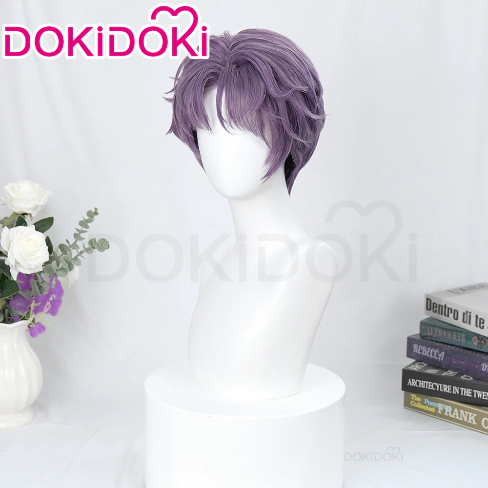 【Partially Ready For Ship】DokiDoki Game Love and Deepspace Cosplay Rafayel Wig / Ear Clip /  Necklace  Short Purple Hair Mullet Tidal Surge - Image 3