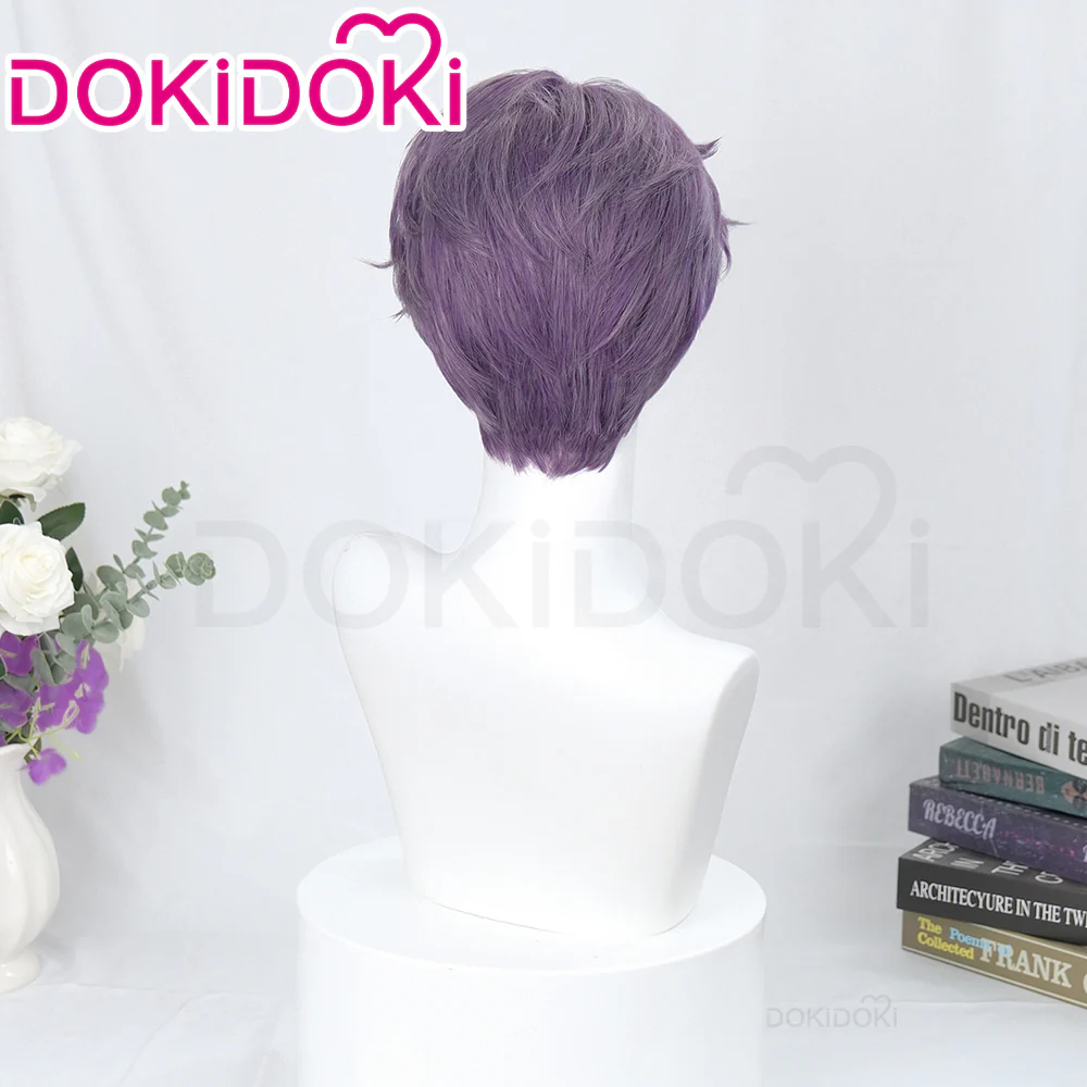 【Partially Ready For Ship】DokiDoki Game Love and Deepspace Cosplay Rafayel Wig / Ear Clip /  Necklace  Short Purple Hair Mullet Tidal Surge - Image 4