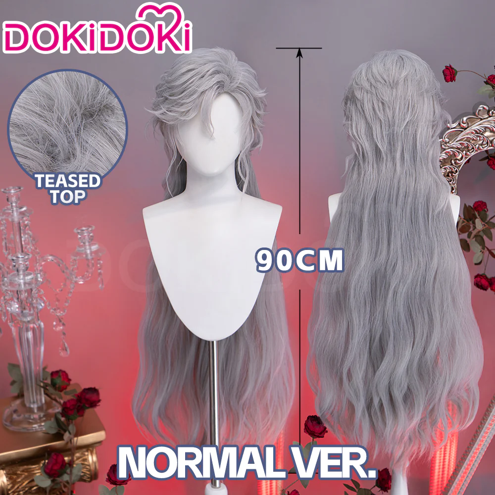 【Normal Ver Ready For Ship】【Front Lace】DokiDoki Game Love and Deepspace Cosplay Sylus Wig Long Curly Silver Hair Silverwing Fiend - Image 2