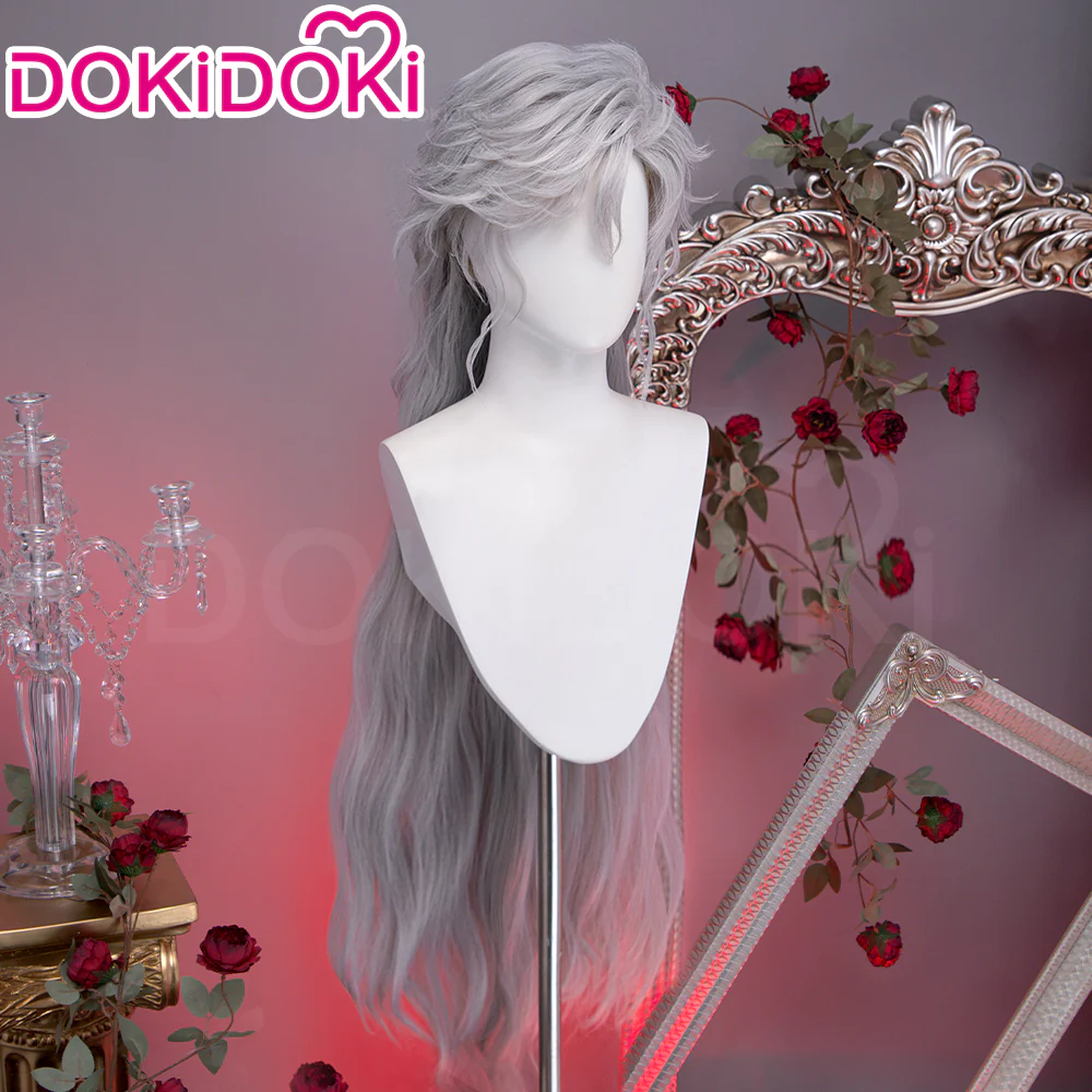 【Normal Ver Ready For Ship】【Front Lace】DokiDoki Game Love and Deepspace Cosplay Sylus Wig Long Curly Silver Hair Silverwing Fiend - Image 6