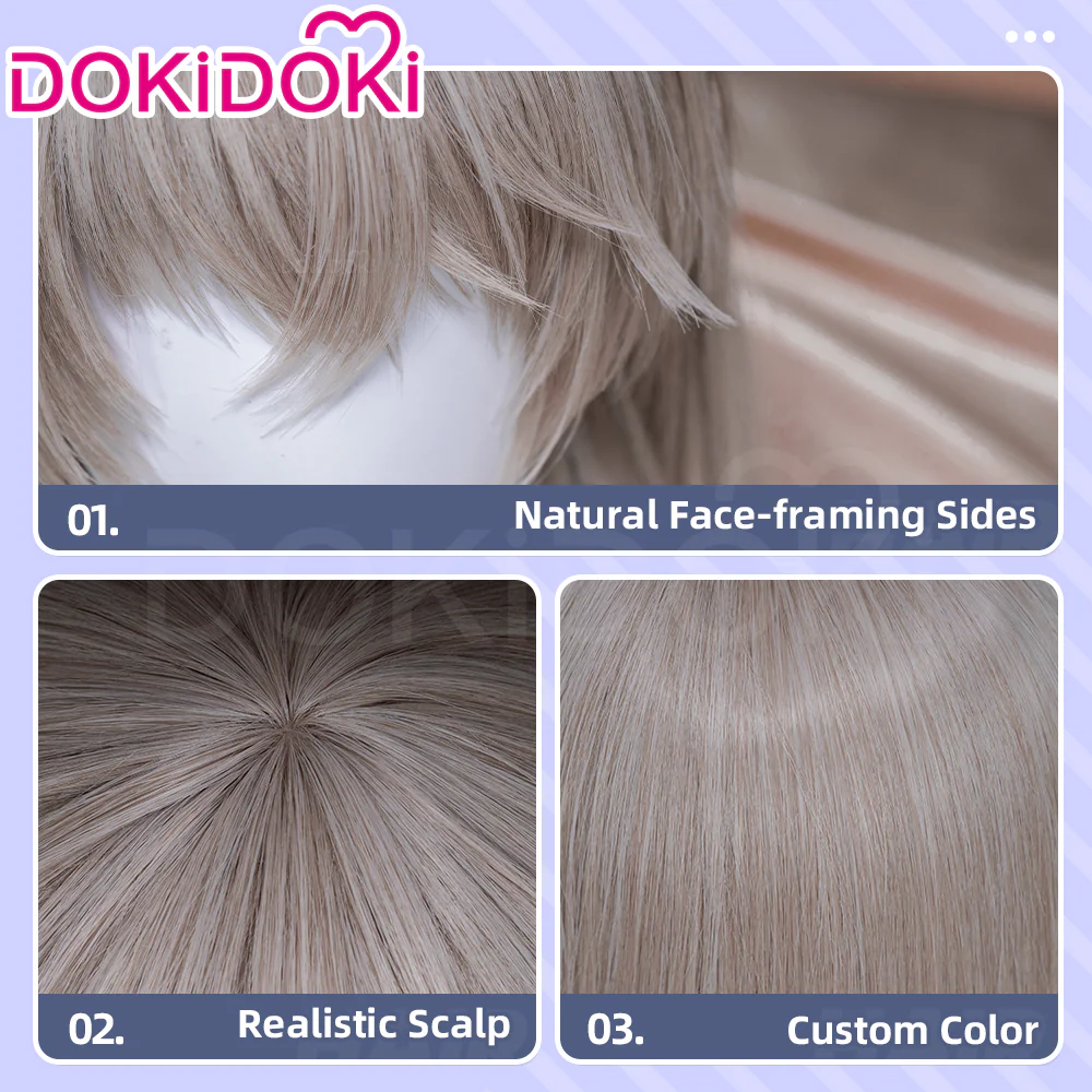 【Partially Ready For Ship】DokiDoki Game Love And Deepspace Cosplay Xavier Wig / Rabbit Ears/ Brooch Headband / Crown Short Straight Linen Hair Mullet Sleepless Night Fallen Crown Lustrefall King of Darknight - Image 16