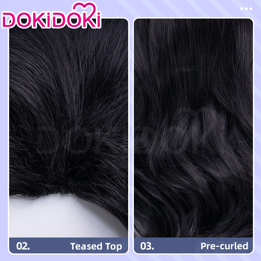 DokiDoki Game Cosplay Wig Long Curly Black Hair - Image 4