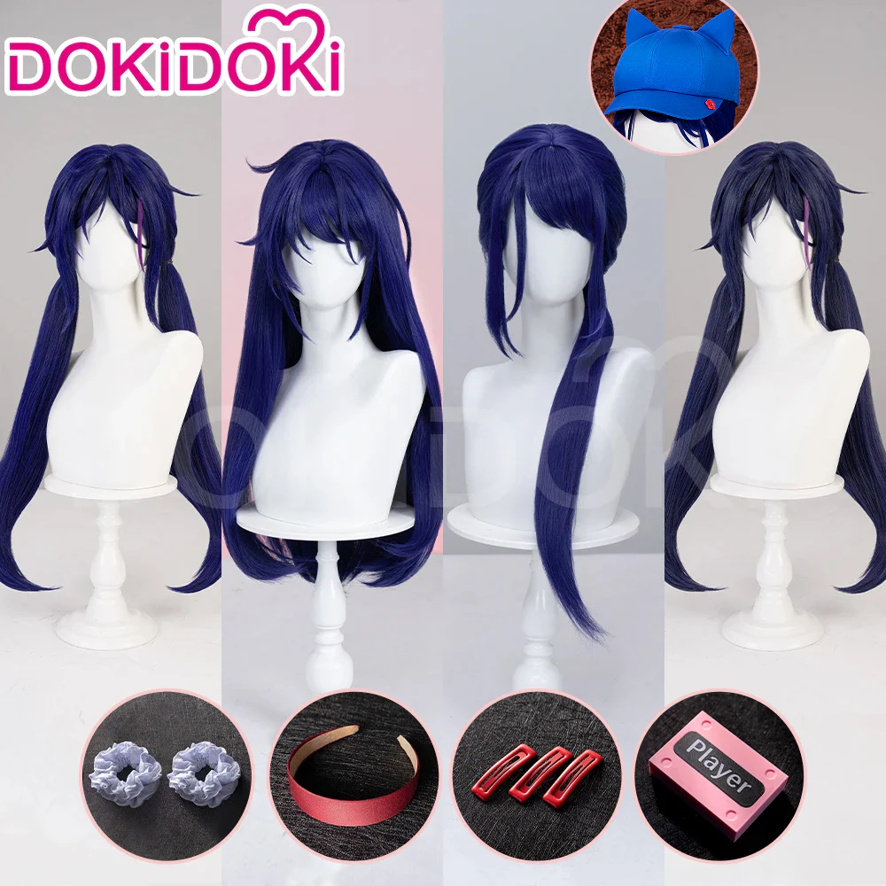 【Partially Ready For Ship】DokiDoki Game MiSide Cosplay Mita Wig / Scrunchies / Hairband / Hair Clips / Hat Long Curly Dark Purple Hair Twin Ponytails