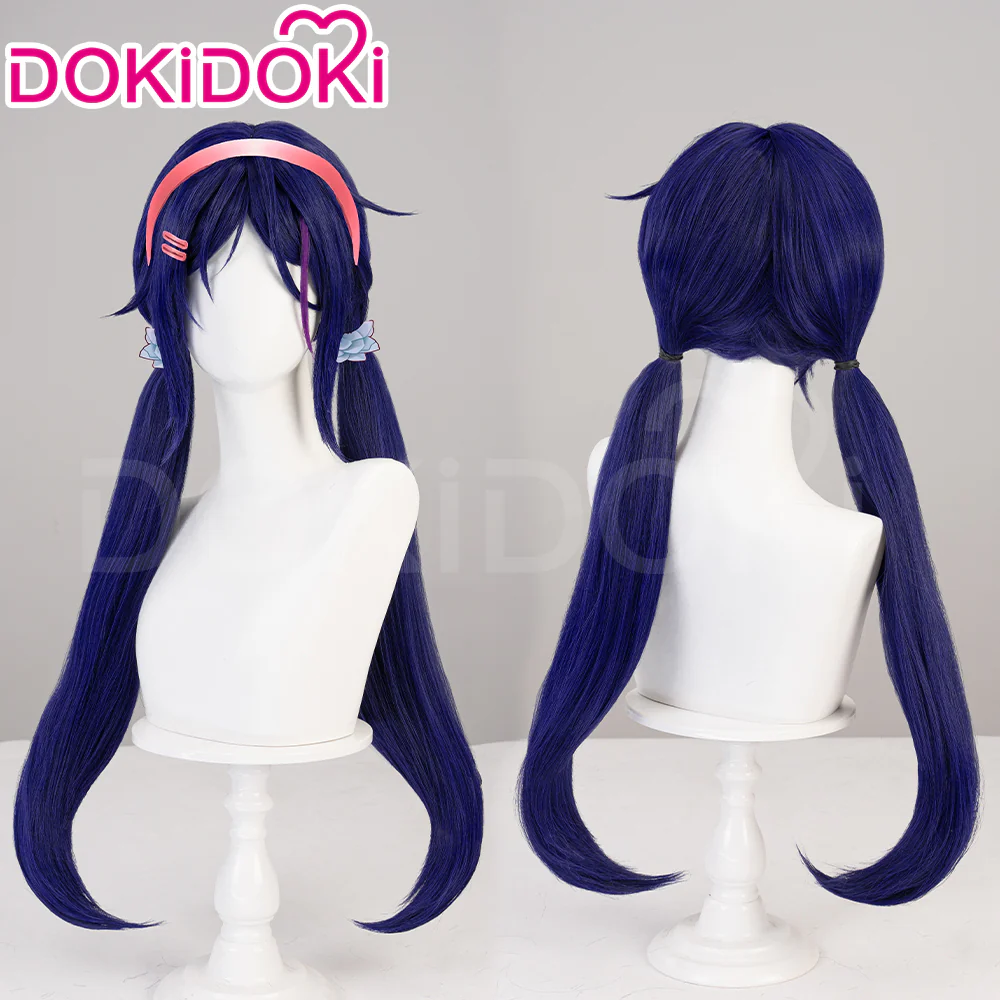 【Partially Ready For Ship】DokiDoki Game MiSide Cosplay Mita Wig / Scrunchies / Hairband / Hair Clips / Hat Long Curly Dark Purple Hair Twin Ponytails - Image 3