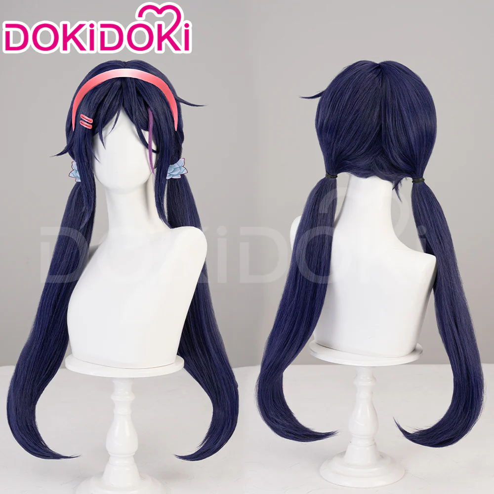 【Partially Ready For Ship】DokiDoki Game MiSide Cosplay Mita Wig / Scrunchies / Hairband / Hair Clips / Hat Long Curly Dark Purple Hair Twin Ponytails - Image 8