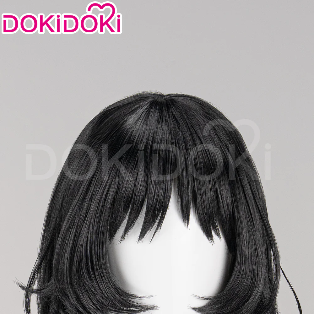 【Ready For Ship】DokiDoki Game Mouthwashing Cosplay Anya Wig Long Straight Black Hair - Image 4