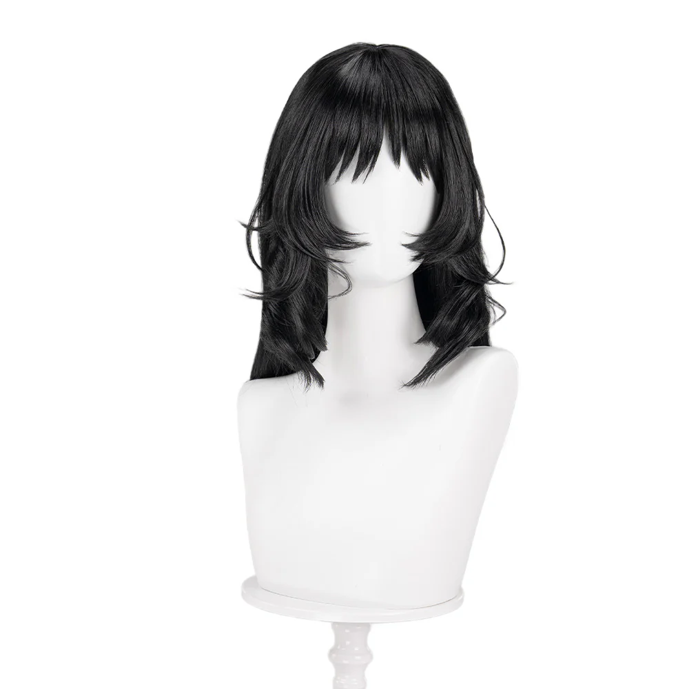 【Ready For Ship】DokiDoki Game Mouthwashing Cosplay Anya Wig Long Straight Black Hair - Image 5