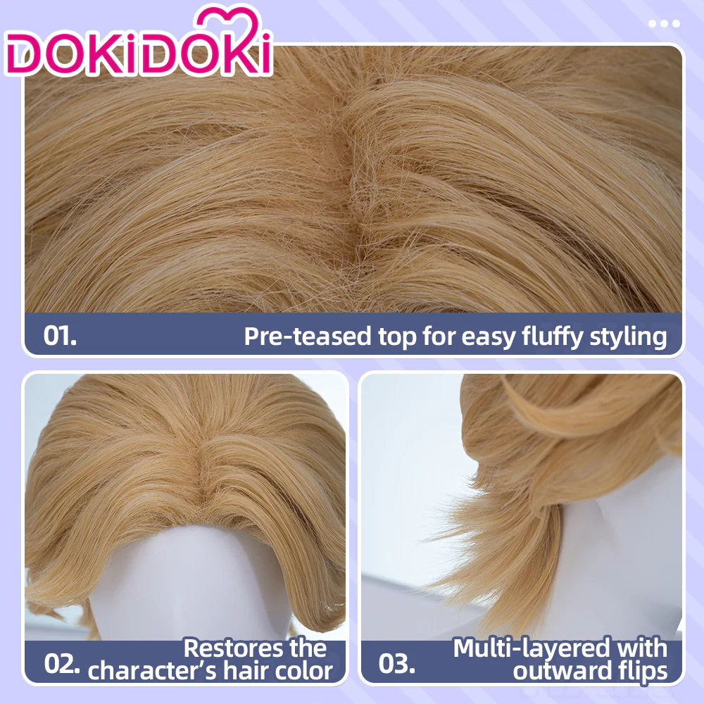 【Ready For Ship】DokiDoki Game Mouthwashing Cosplay Curly Wig Short Curly Light Brown Hair - Image 4