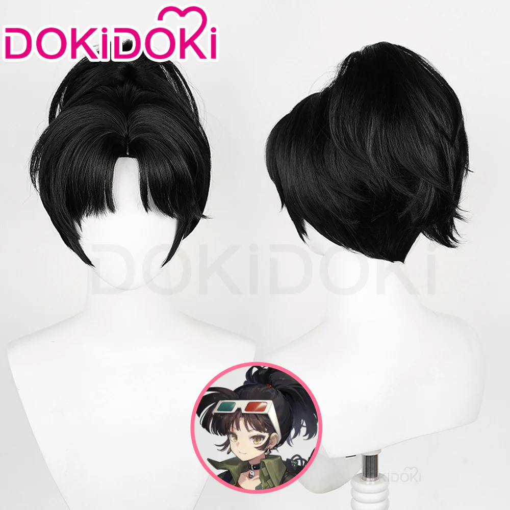 DokiDoki Game Reverse:1999 Cosplay Nai Maang Dik Si An-an Lee Wig Straight Black Ponytail Hair An'an