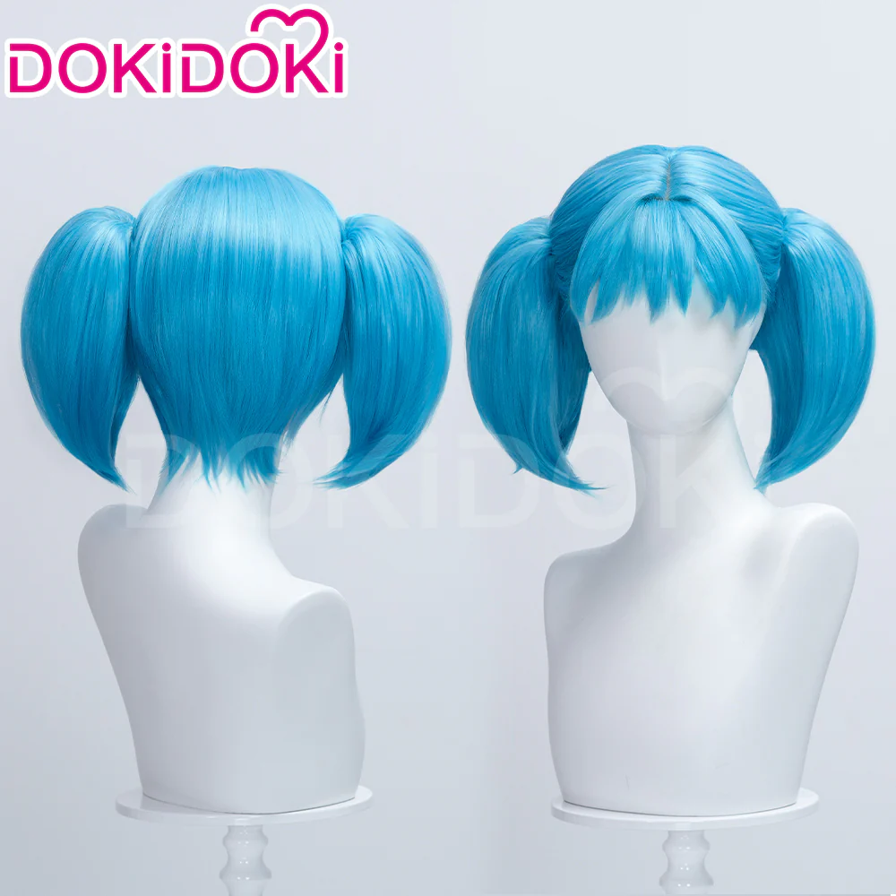 【Ready For Ship】DokiDoki Game Cosplay Wig Blue Double Ponytails - Image 2