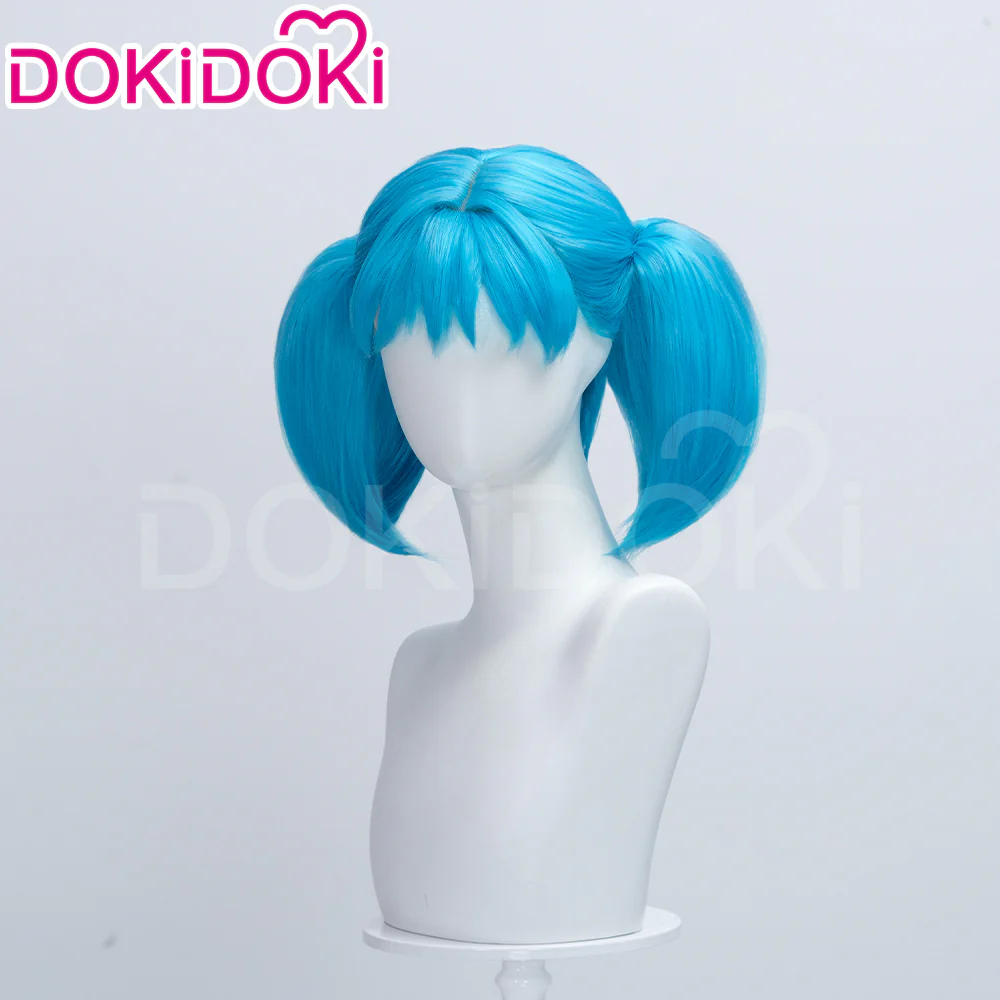 【Ready For Ship】DokiDoki Game Cosplay Wig Blue Double Ponytails - Image 3