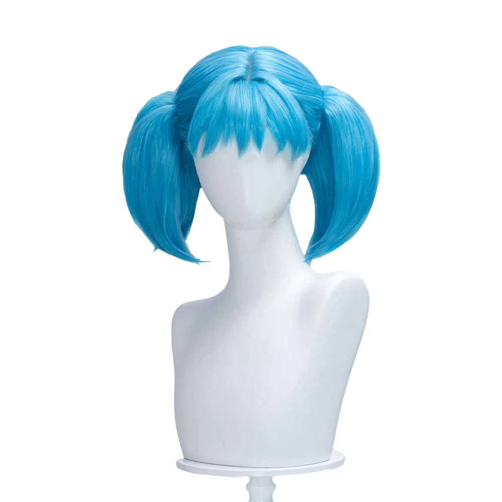 【Ready For Ship】DokiDoki Game Cosplay Wig Blue Double Ponytails - Image 6