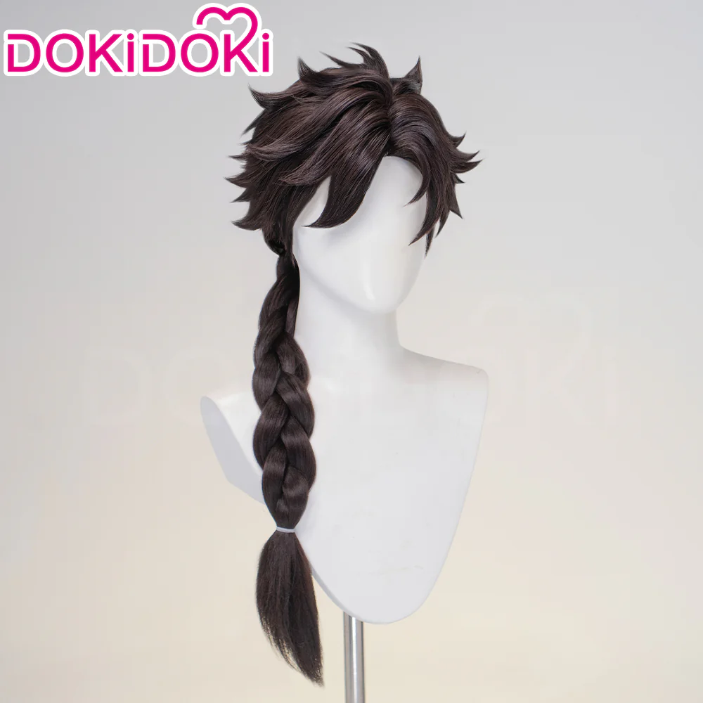 DokiDoki Game Supernatural Action Team Cosplay Xiaoyao Wig Long Dark Brown Hair Braided Ponytail Xiao Yao - Image 3