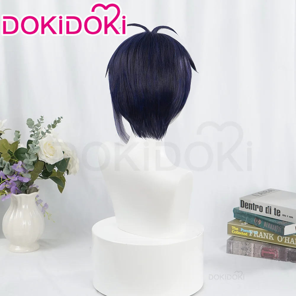 【Ready For Ship】DokiDoki Game Touken Ranbu Cosplay Mikazuki Munechika Wig Short Blue Black Hair - Image 3