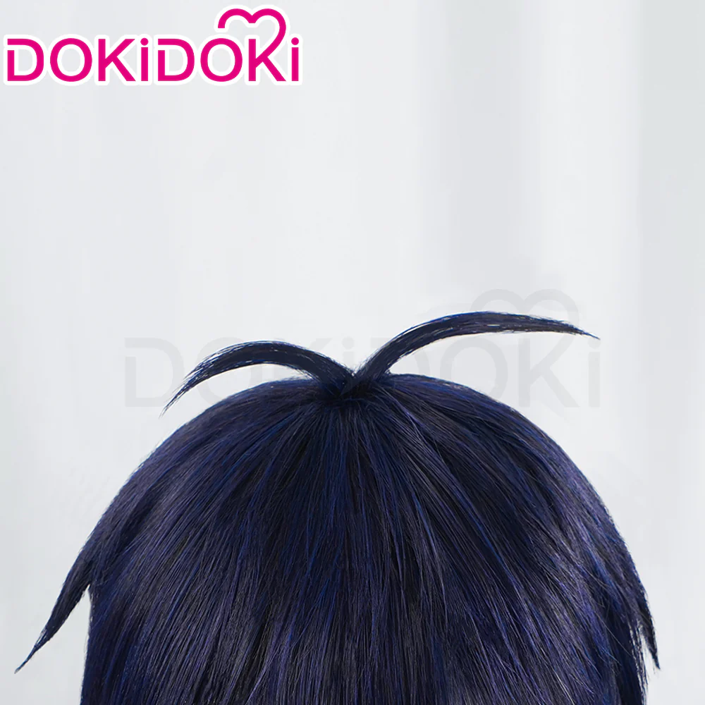 【Ready For Ship】DokiDoki Game Touken Ranbu Cosplay Mikazuki Munechika Wig Short Blue Black Hair - Image 4