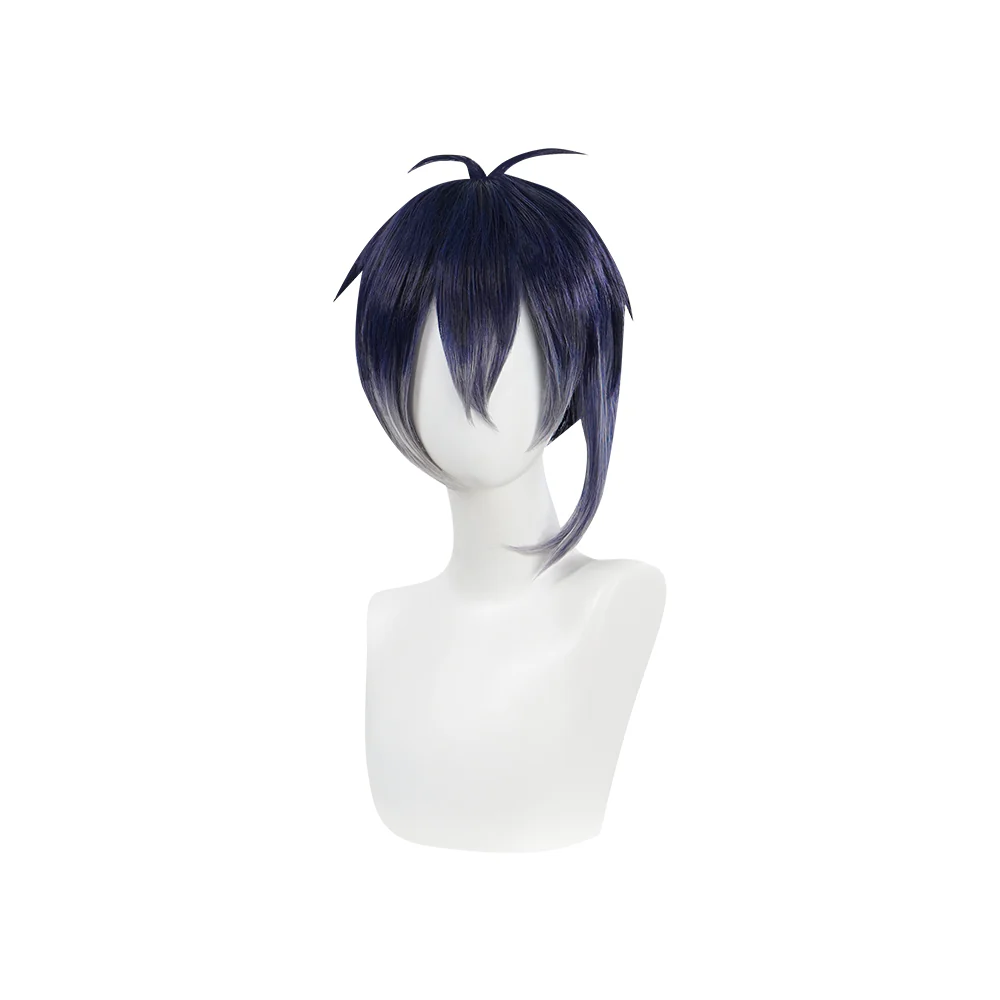 【Ready For Ship】DokiDoki Game Touken Ranbu Cosplay Mikazuki Munechika Wig Short Blue Black Hair - Image 5