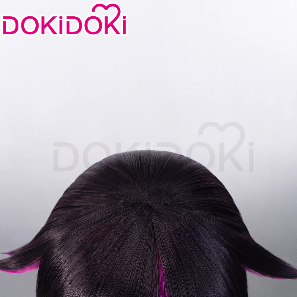 【Ready For Ship】DokiDoki Game Cosplay Wig Short Straight Black Pink Hair - Image 4