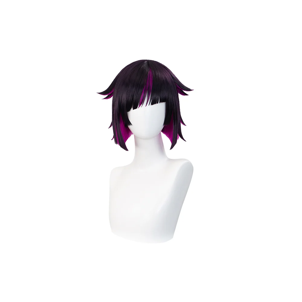 【Ready For Ship】DokiDoki Game Cosplay Wig Short Straight Black Pink Hair - Image 5