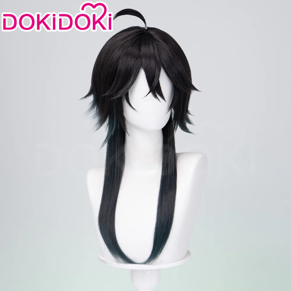 【Ready For Ship】DokiDoki Game Cosplay Wig Hair Men Hight Temperature Fiber Black Green Wig - Image 3