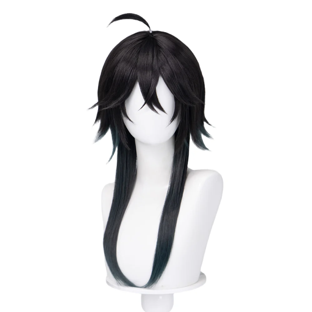 【Ready For Ship】DokiDoki Game Cosplay Wig Hair Men Hight Temperature Fiber Black Green Wig - Image 5