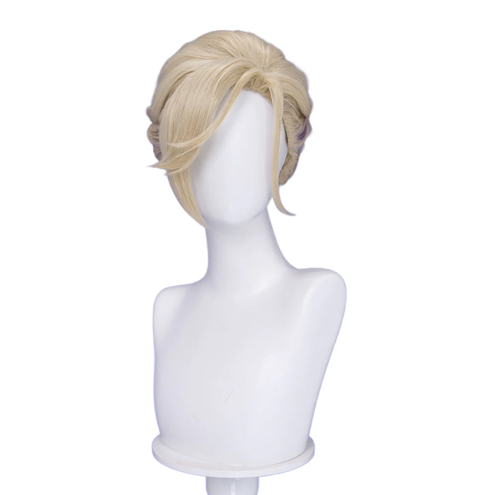 【Normal Ver Ready For Ship】DokiDoki Game Cosplay Wig Short Golden & Purple Hair Dorm - Image 10