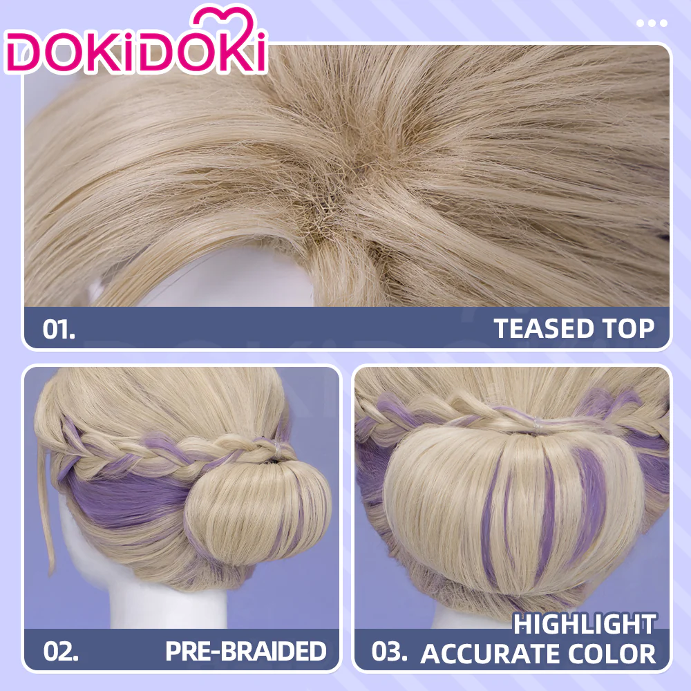 【Normal Ver Ready For Ship】DokiDoki Game Cosplay Wig Short Golden & Purple Hair Dorm - Image 9